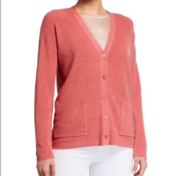 Eileen Fisher Sweaters - NWT Eileen Fisher Linen Crepe Boyfriend Cardigan